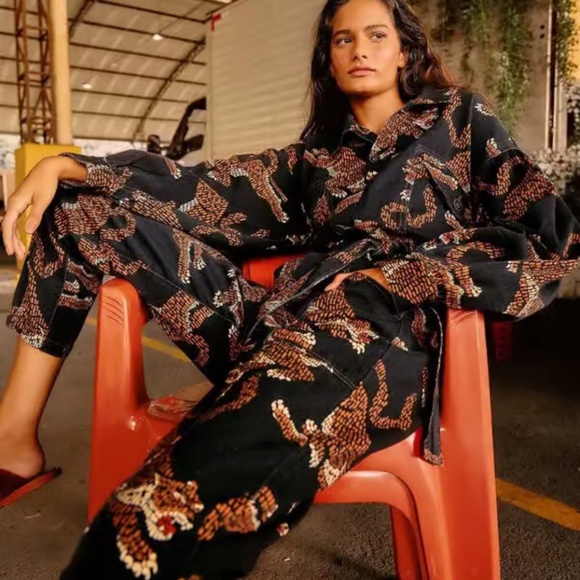 FARM RIO Leopard Print Cotton Jumpsuit XS - Picture 2 of 14